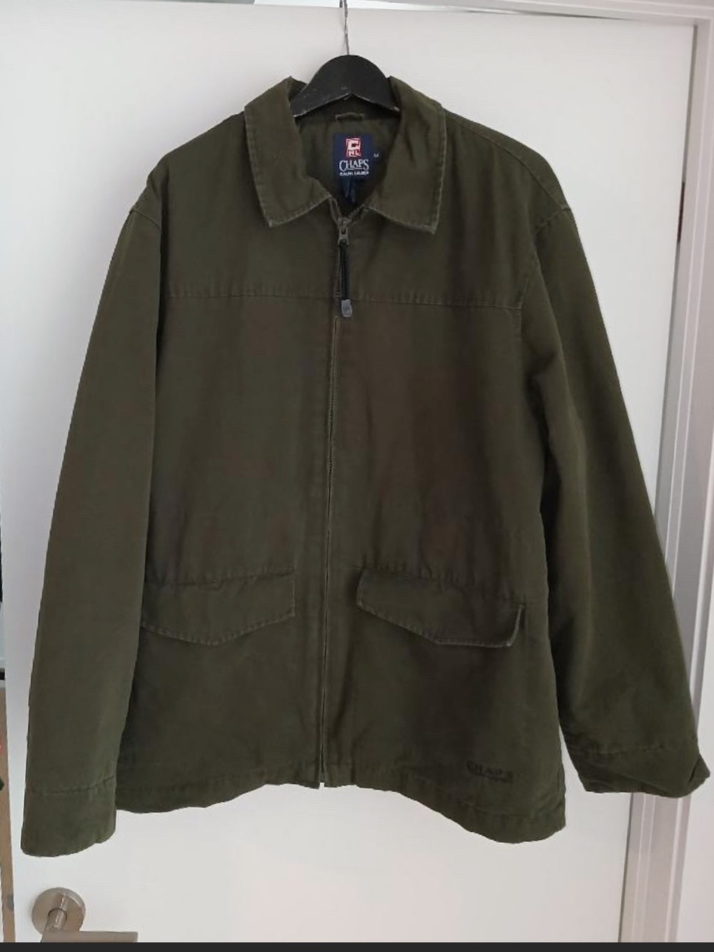 Vtg 90s Chaps Ralph Lauren Canvas Utility Field Jacket M Oversized Dark Green